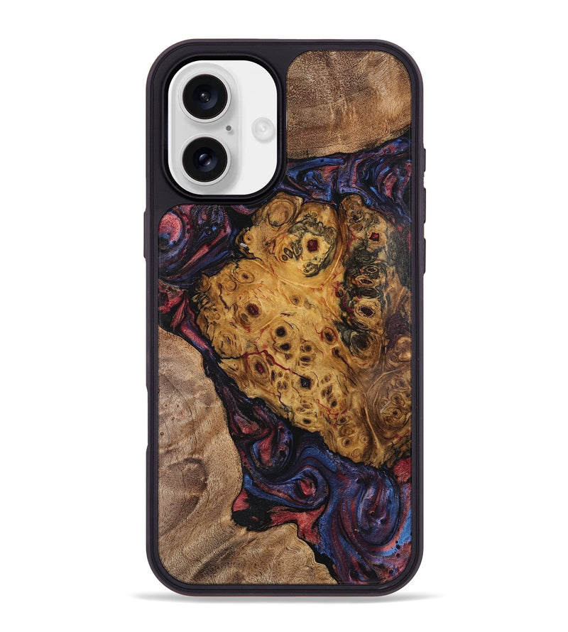 iPhone 16 Plus Wood+Resin Phone Case - Tatum (Red, 721927)