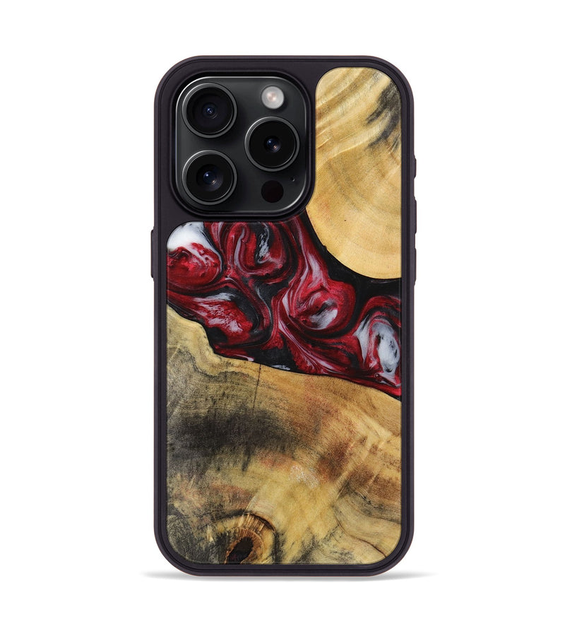 iPhone 15 Pro Wood+Resin Phone Case - Jan (Red, 721929)