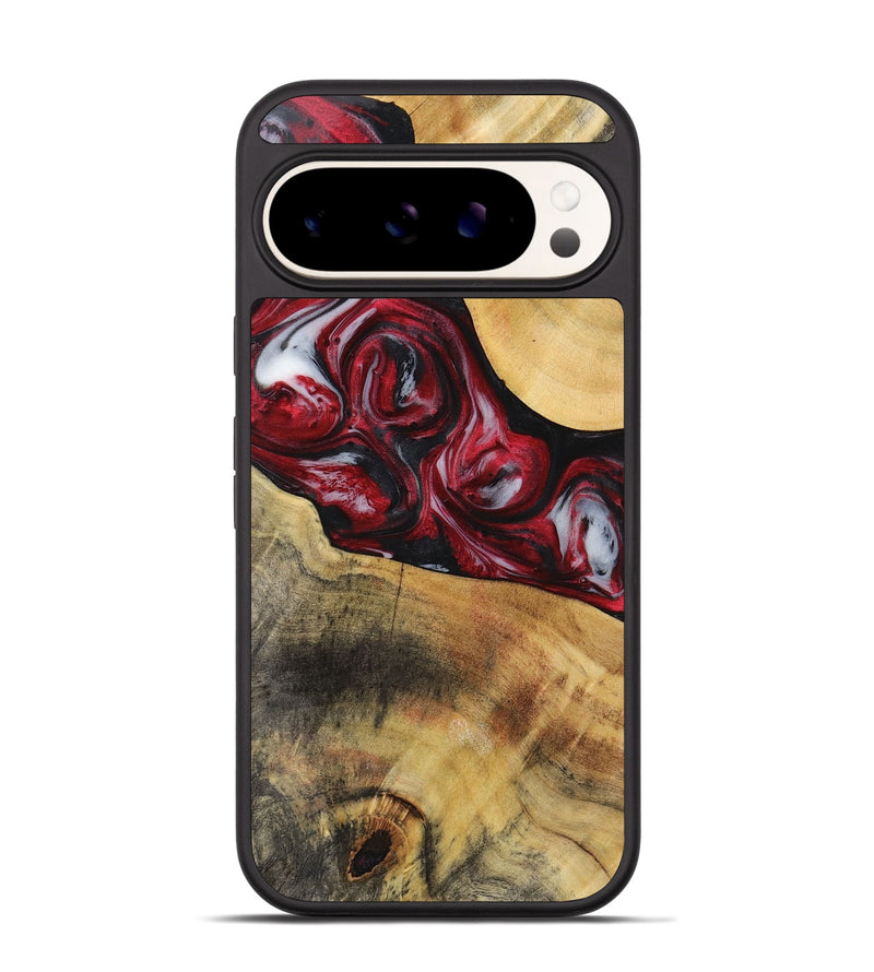 Pixel 9 Wood+Resin Phone Case - Jan (Red, 721929)