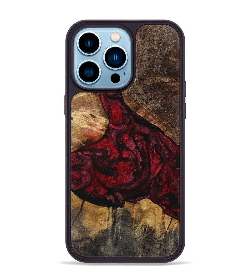 iPhone 14 Pro Max Wood+Resin Phone Case - June (Red, 721930)