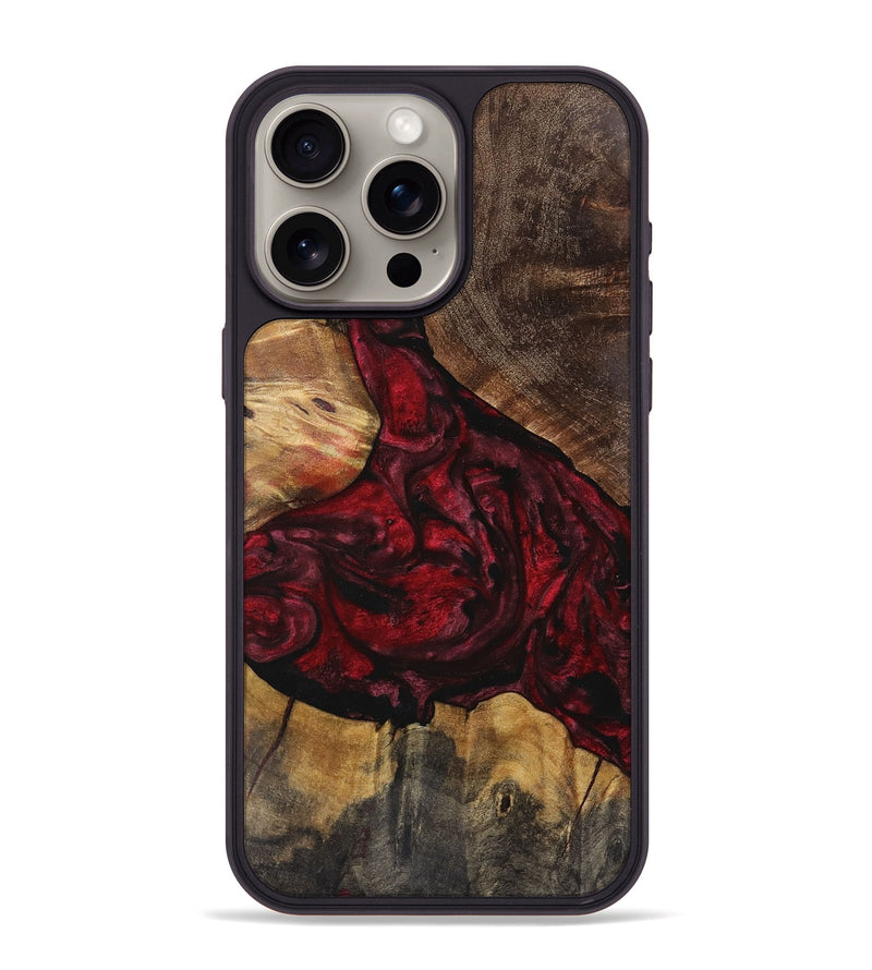 iPhone 15 Pro Max Wood+Resin Phone Case - June (Red, 721930)