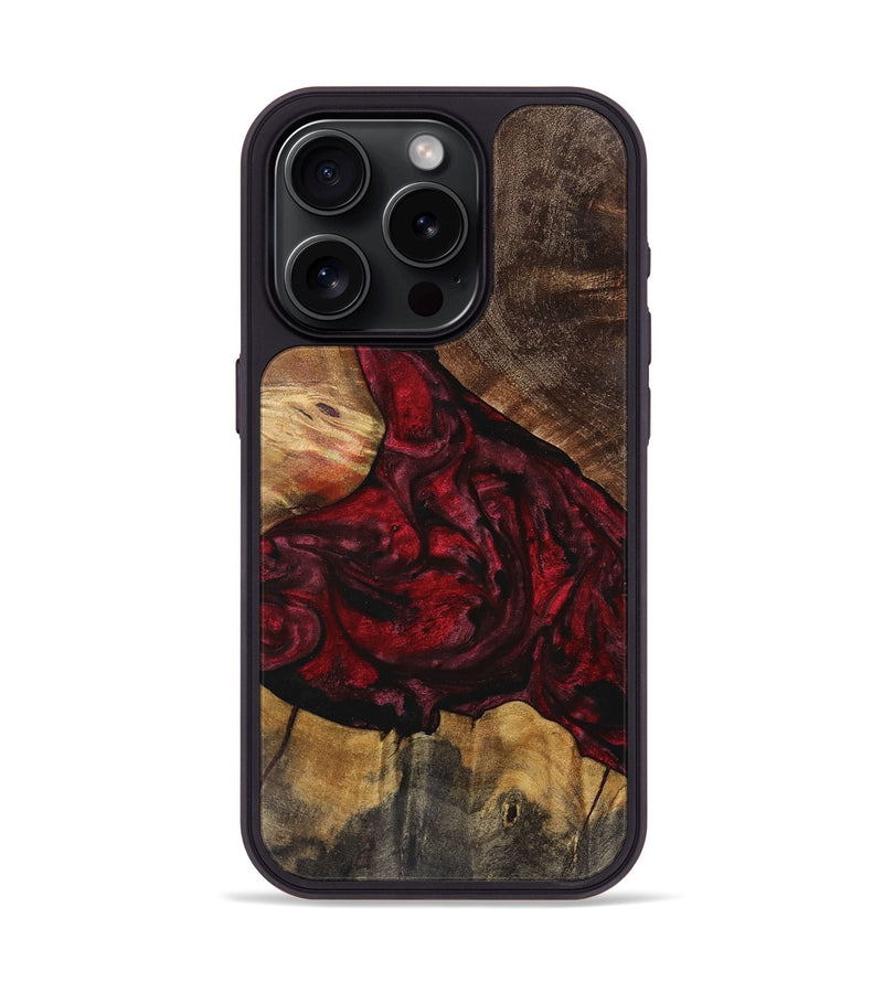 iPhone 15 Pro Wood+Resin Phone Case - June (Red, 721930)