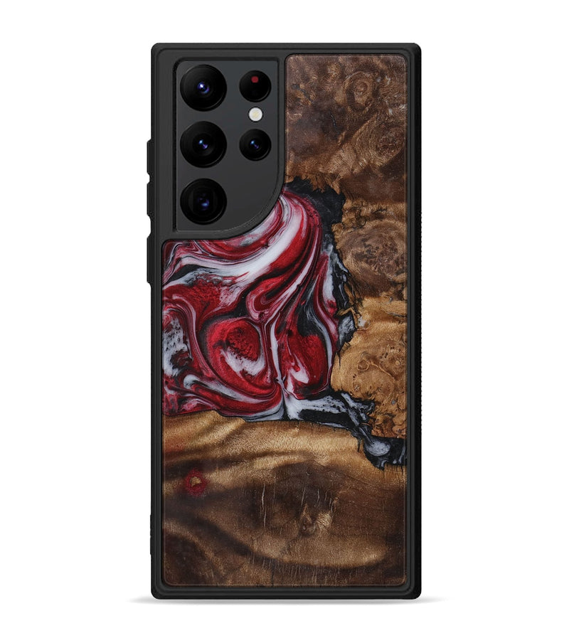 Galaxy S22 Ultra Wood+Resin Phone Case - Darryl (Red, 721931)