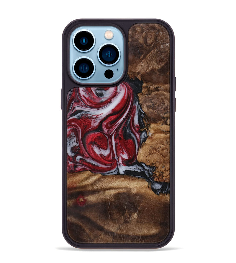 iPhone 14 Pro Max Wood+Resin Phone Case - Darryl (Red, 721931)