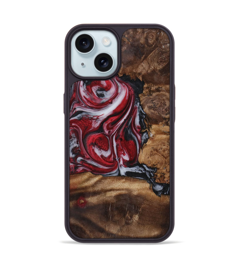 iPhone 15 Wood+Resin Phone Case - Darryl (Red, 721931)