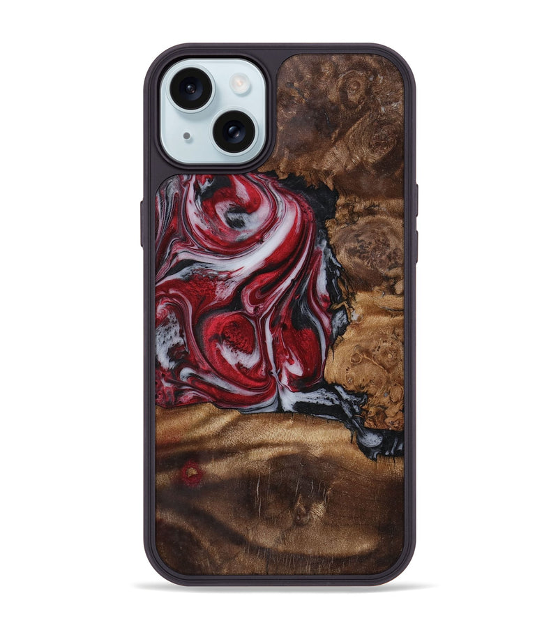 iPhone 15 Plus Wood+Resin Phone Case - Darryl (Red, 721931)