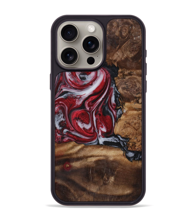 iPhone 15 Pro Max Wood+Resin Phone Case - Darryl (Red, 721931)