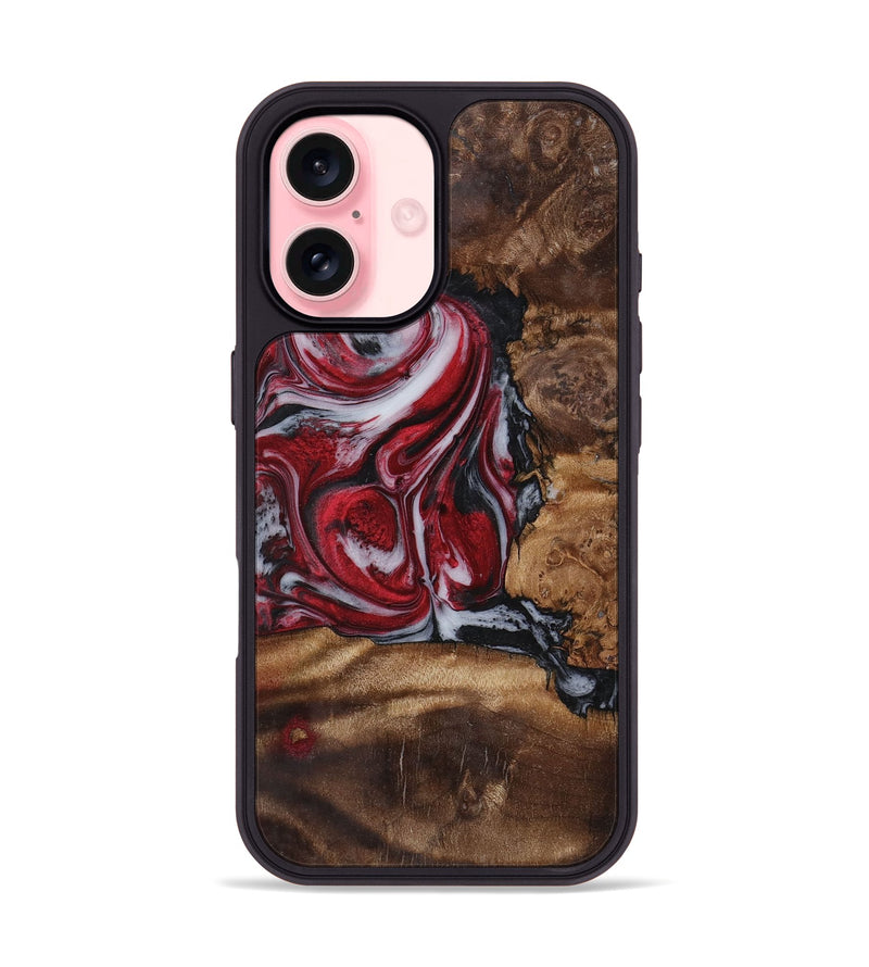 iPhone 16 Wood+Resin Phone Case - Darryl (Red, 721931)