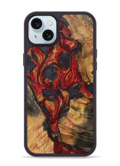 iPhone 15 Plus Wood+Resin Phone Case - Lindsay (Red, 721932)