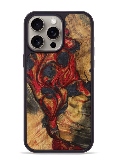 iPhone 15 Pro Max Wood+Resin Phone Case - Lindsay (Red, 721932)