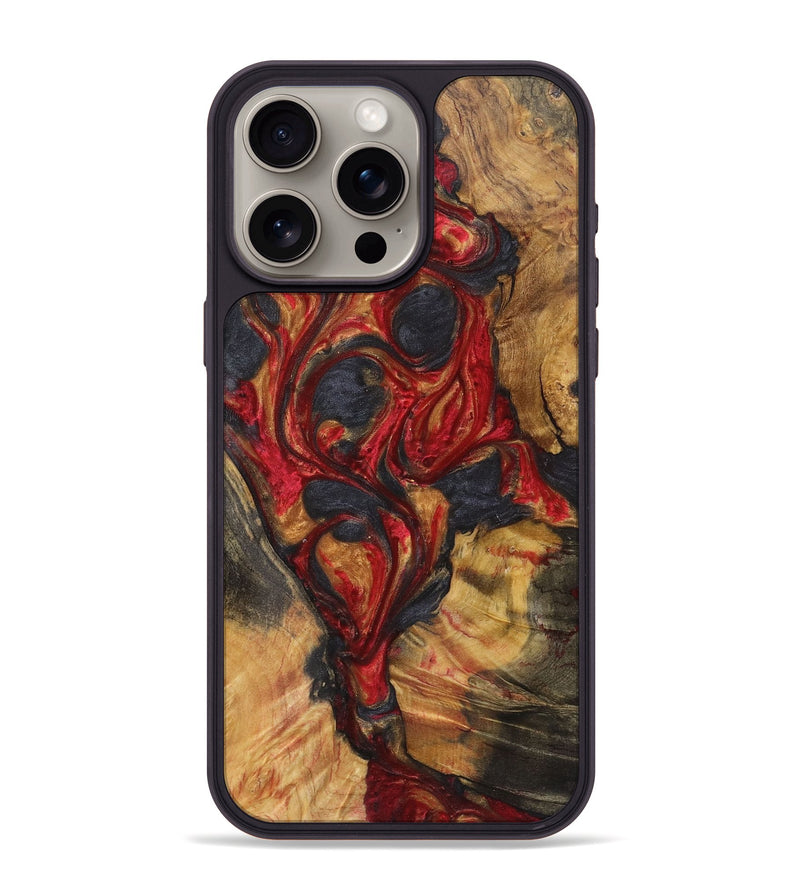 iPhone 15 Pro Max Wood+Resin Phone Case - Lindsay (Red, 721932)