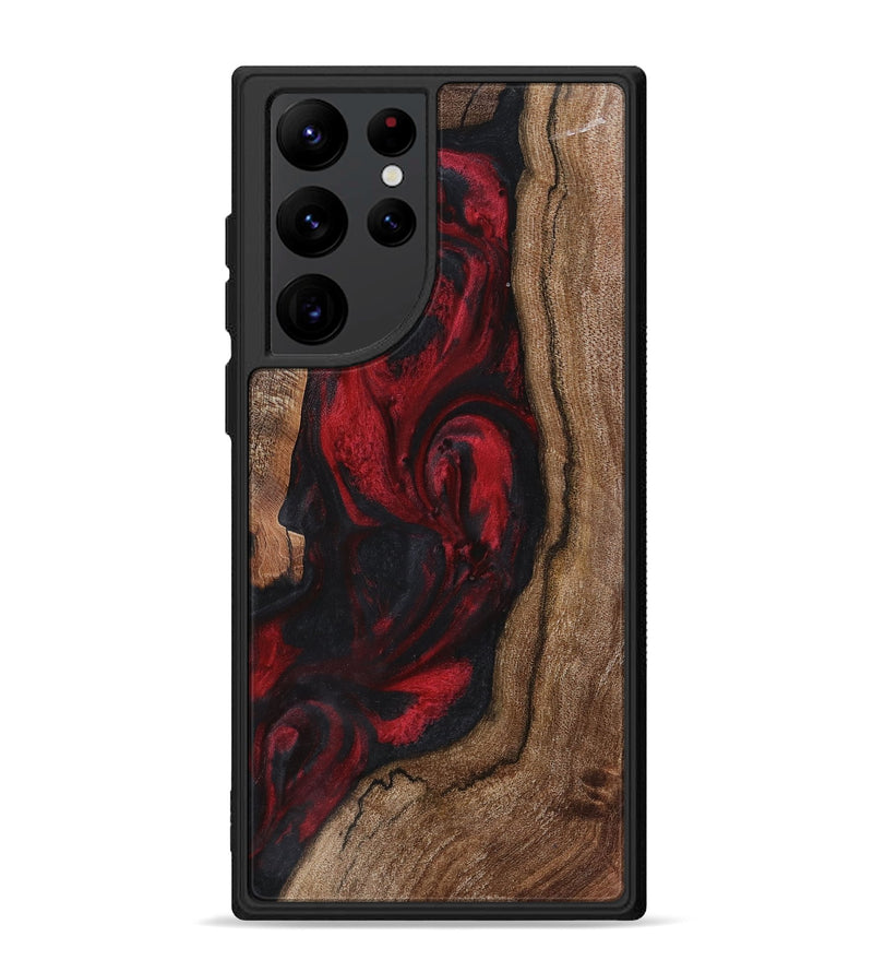 Galaxy S22 Ultra Wood+Resin Phone Case - Marquita (Red, 721933)