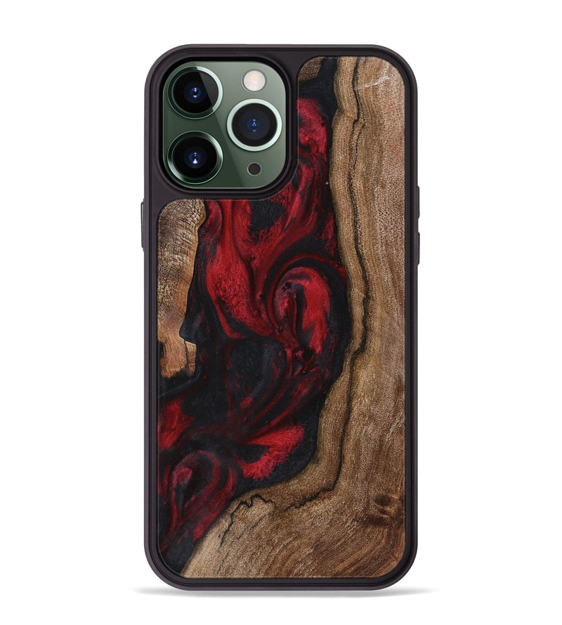 iPhone 13 Pro Max Wood+Resin Phone Case - Marquita (Red, 721933)