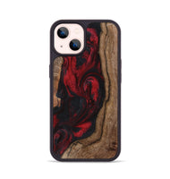 iPhone 14 Wood+Resin Phone Case - Marquita (Red, 721933)