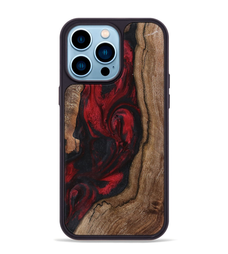 iPhone 14 Pro Max Wood+Resin Phone Case - Marquita (Red, 721933)