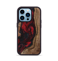 iPhone 14 Pro Wood+Resin Phone Case - Marquita (Red, 721933)