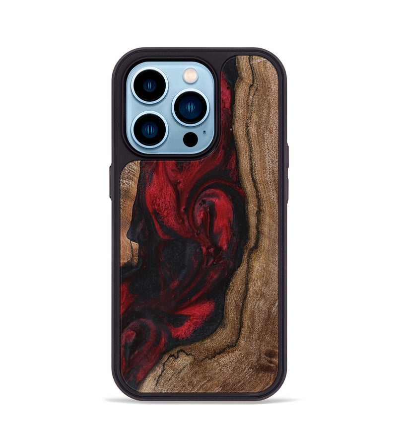 iPhone 14 Pro Wood+Resin Phone Case - Marquita (Red, 721933)