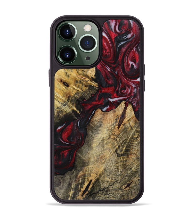 iPhone 13 Pro Max Wood+Resin Phone Case - Susan (Red, 721934)