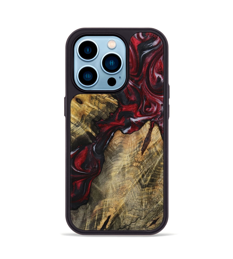 iPhone 14 Pro Wood+Resin Phone Case - Susan (Red, 721934)