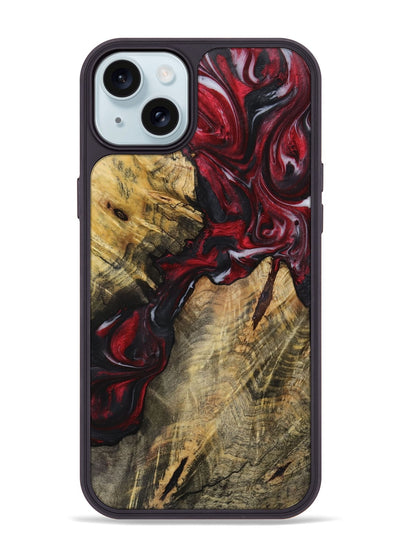 iPhone 15 Plus Wood+Resin Phone Case - Susan (Red, 721934)