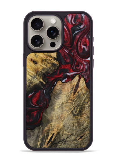 iPhone 15 Pro Max Wood+Resin Phone Case - Susan (Red, 721934)