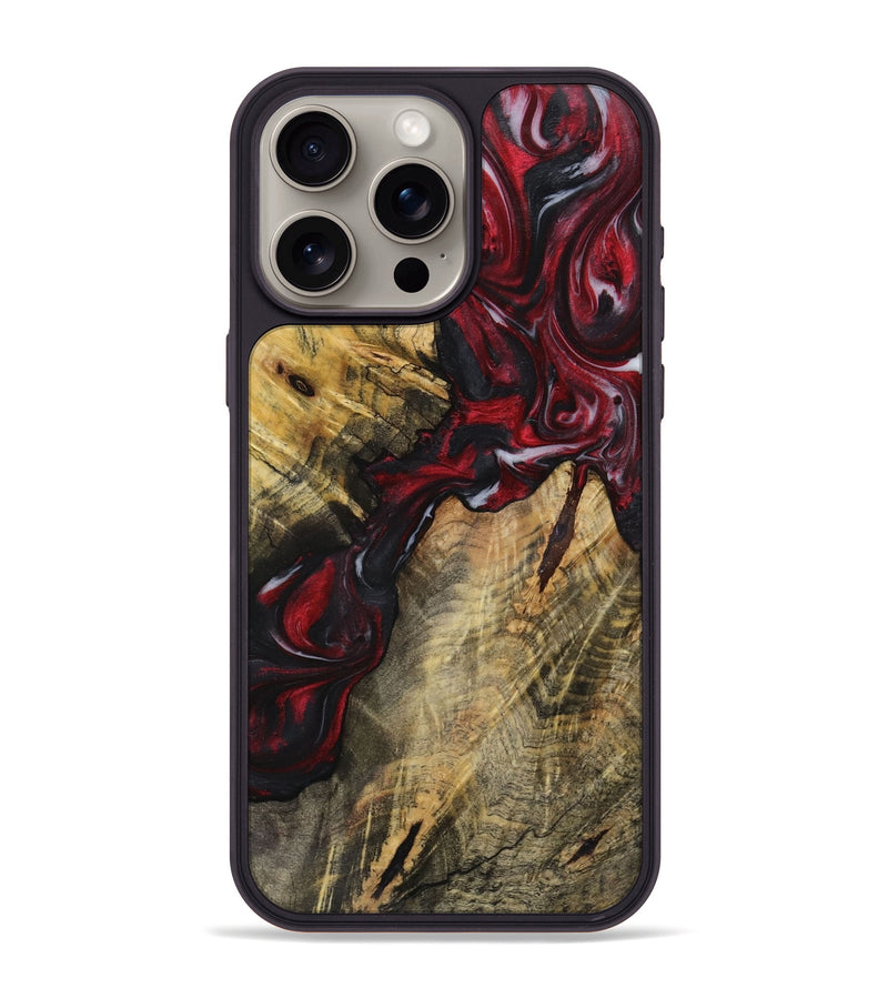 iPhone 15 Pro Max Wood+Resin Phone Case - Susan (Red, 721934)