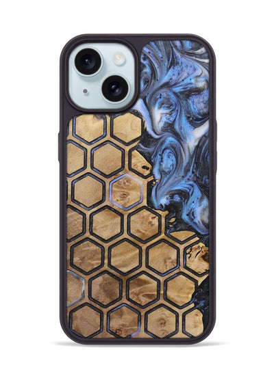 iPhone 15 Wood+Resin Phone Case - Caiden (Pattern, 721942)