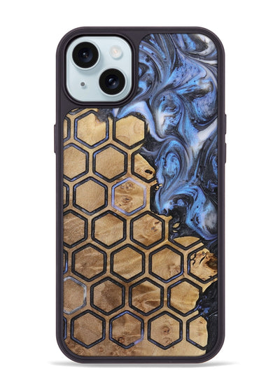 iPhone 15 Plus Wood+Resin Phone Case - Caiden (Pattern, 721942)