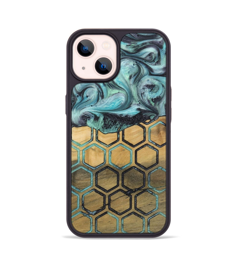 iPhone 14 Wood+Resin Phone Case - Estelle (Pattern, 721945)