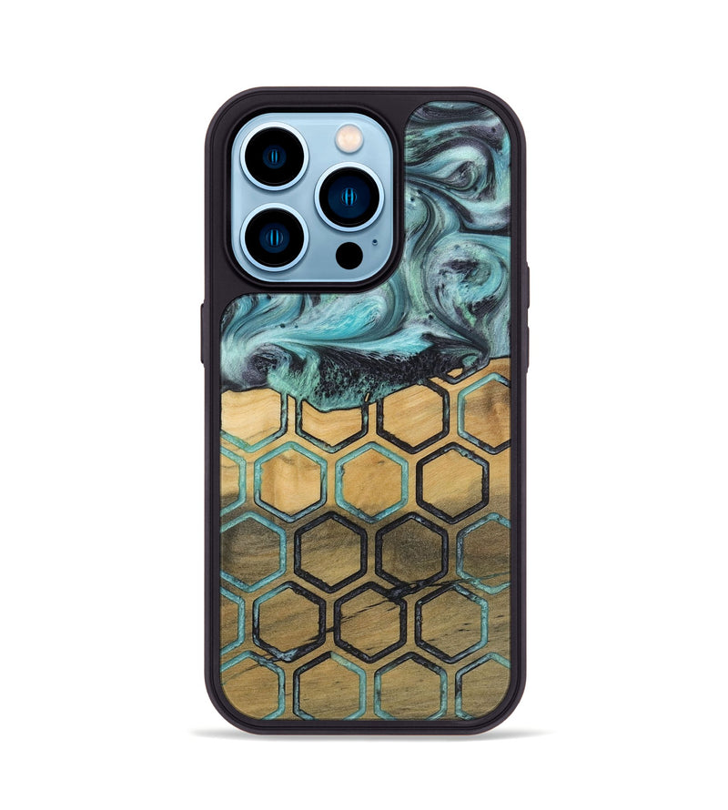 iPhone 14 Pro Wood+Resin Phone Case - Estelle (Pattern, 721945)