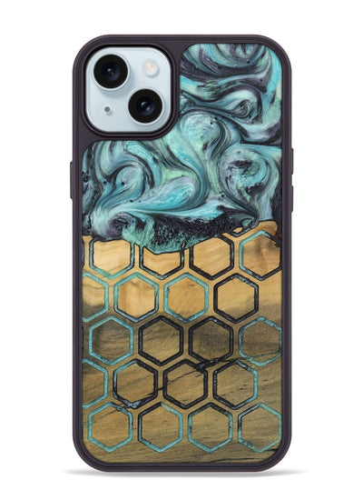 iPhone 15 Plus Wood+Resin Phone Case - Estelle (Pattern, 721945)