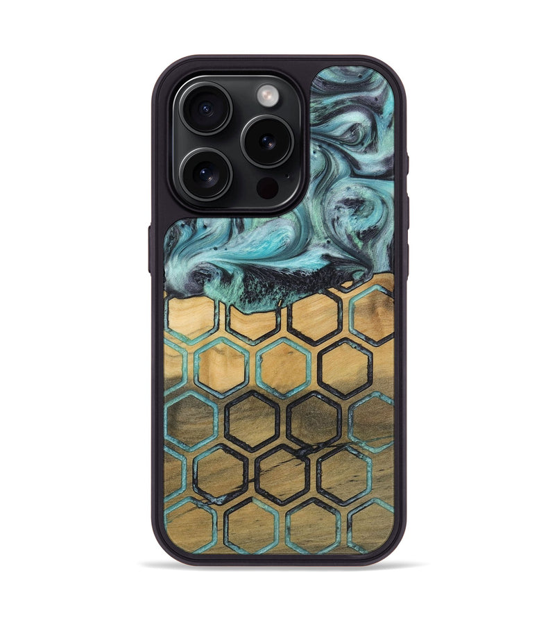 iPhone 15 Pro Wood+Resin Phone Case - Estelle (Pattern, 721945)