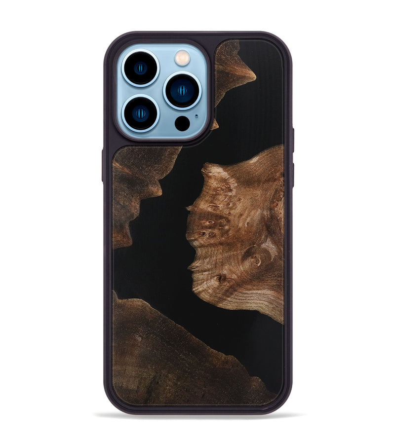 iPhone 14 Pro Max Wood+Resin Phone Case - Farrah (Pure Black, 721971)