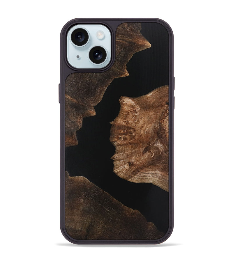 iPhone 15 Plus Wood+Resin Phone Case - Farrah (Pure Black, 721971)