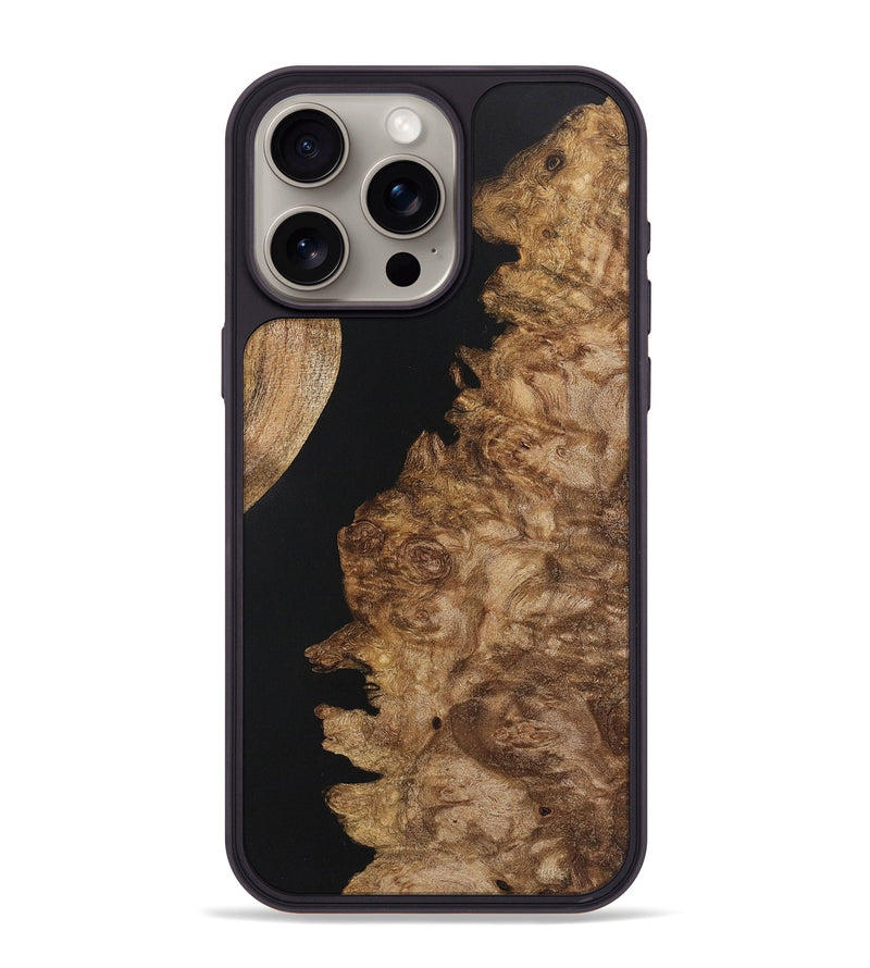 iPhone 15 Pro Max Wood+Resin Phone Case - Carmen (Pure Black, 721973)