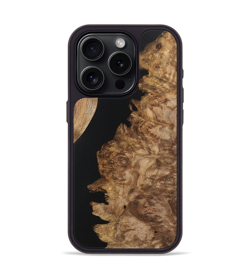 iPhone 15 Pro Wood+Resin Phone Case - Carmen (Pure Black, 721973)