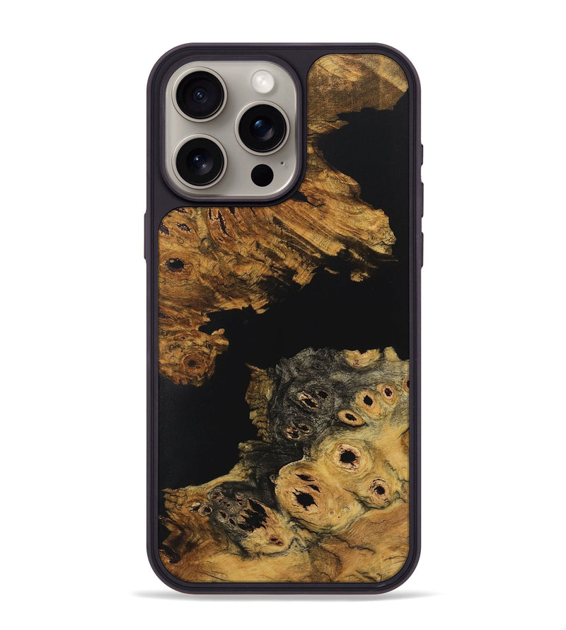 iPhone 15 Pro Max Wood+Resin Phone Case - Danny (Pure Black, 721974)