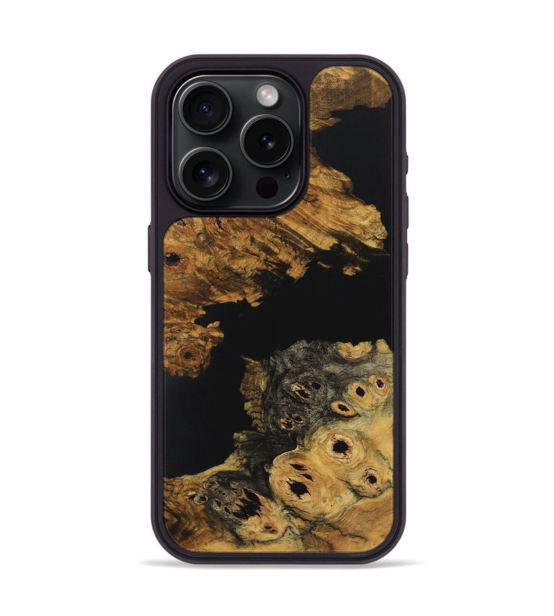 iPhone 15 Pro Wood+Resin Phone Case - Danny (Pure Black, 721974)