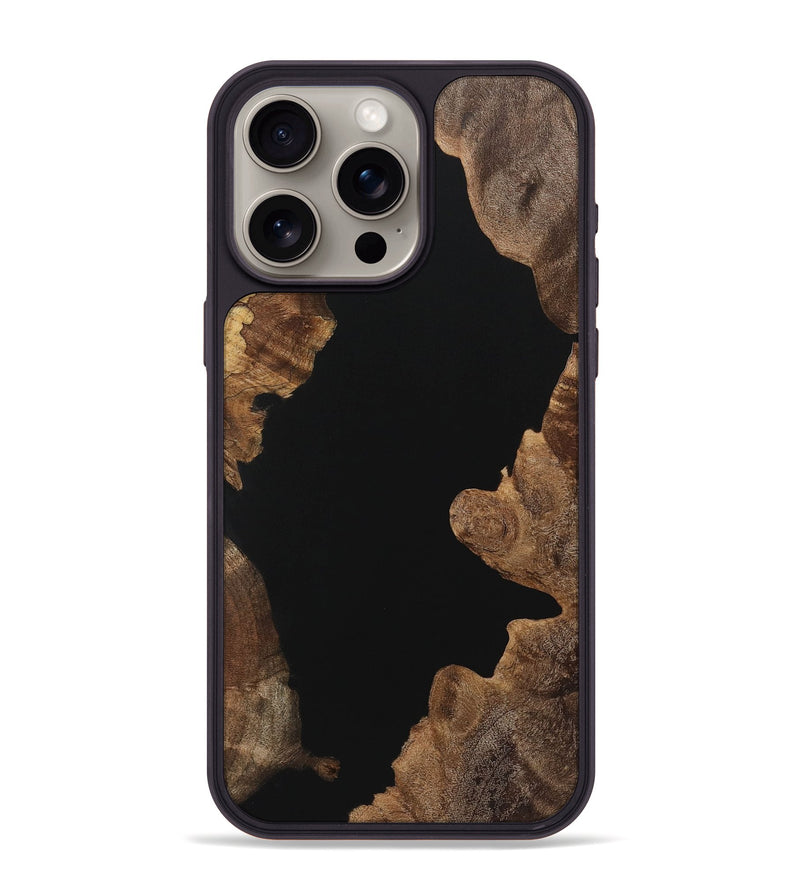 iPhone 15 Pro Max Wood+Resin Phone Case - Anita (Pure Black, 721975)