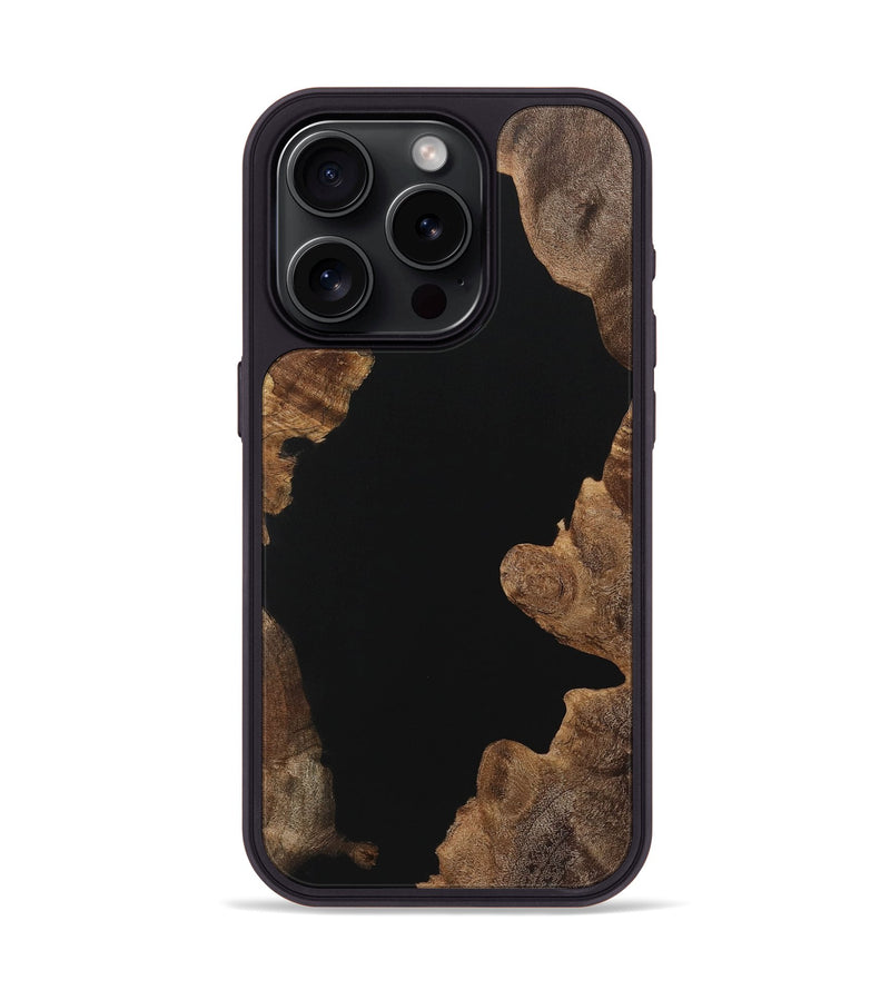 iPhone 15 Pro Wood+Resin Phone Case - Anita (Pure Black, 721975)