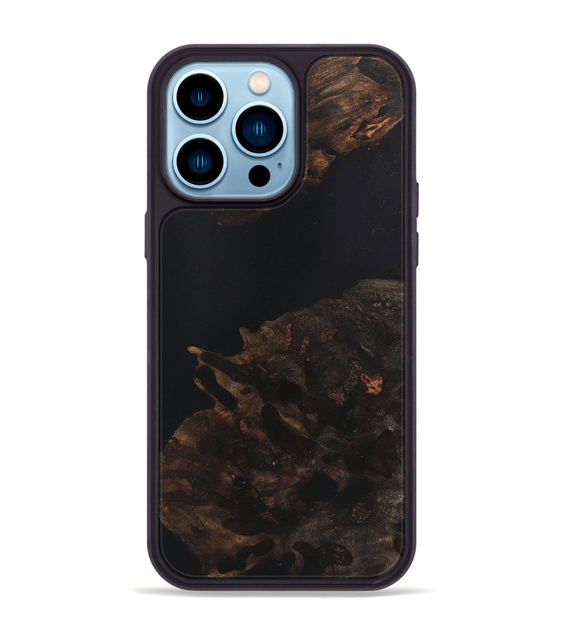 iPhone 14 Pro Max Wood+Resin Phone Case - Cory (Pure Black, 721976)