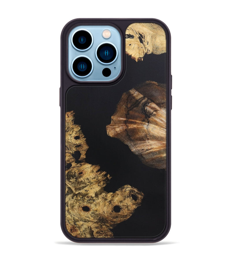 iPhone 14 Pro Max Wood+Resin Phone Case - Madeline (Pure Black, 721979)