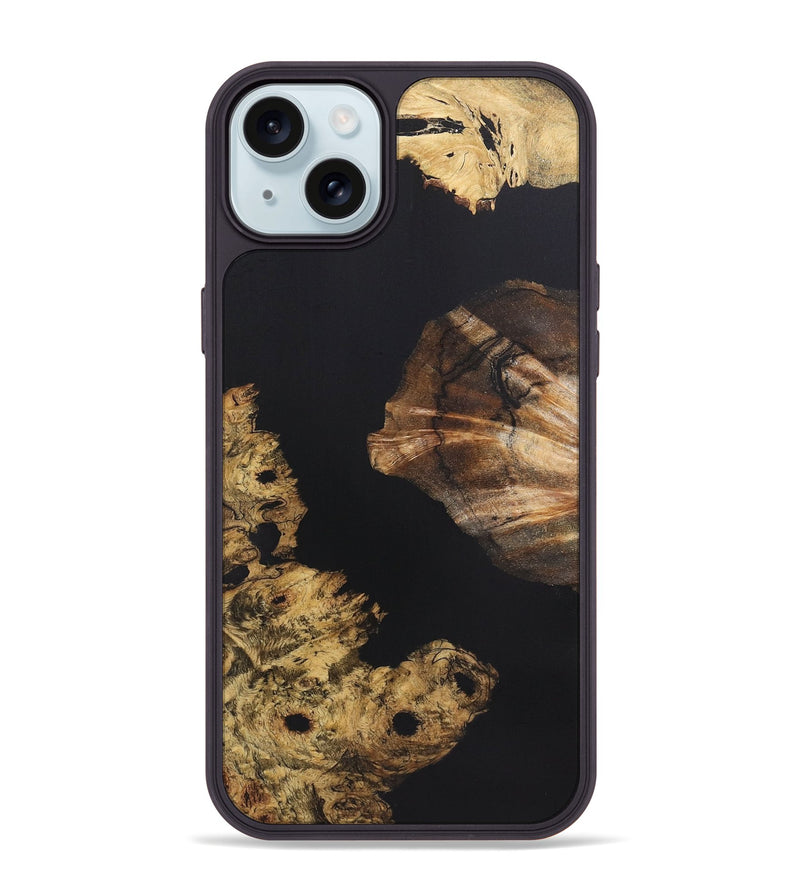 iPhone 15 Plus Wood+Resin Phone Case - Madeline (Pure Black, 721979)