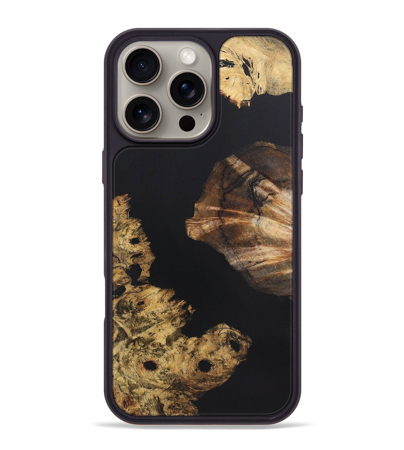 iPhone 16 Pro Max Wood+Resin Phone Case - Madeline (Pure Black, 721979)