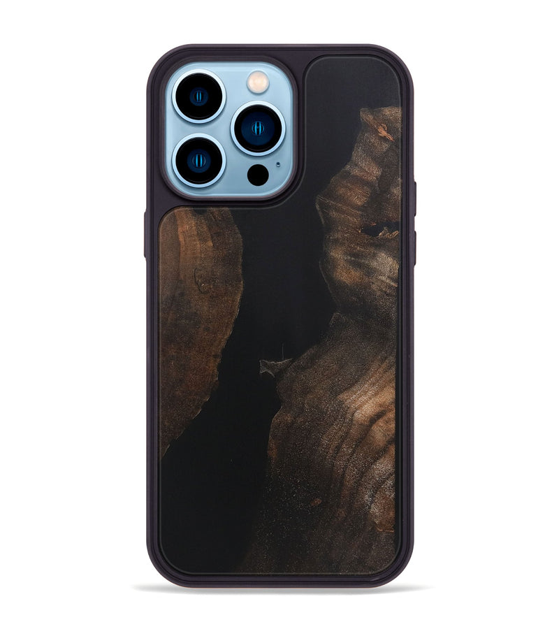 iPhone 14 Pro Max Wood+Resin Phone Case - Catherine (Pure Black, 721980)