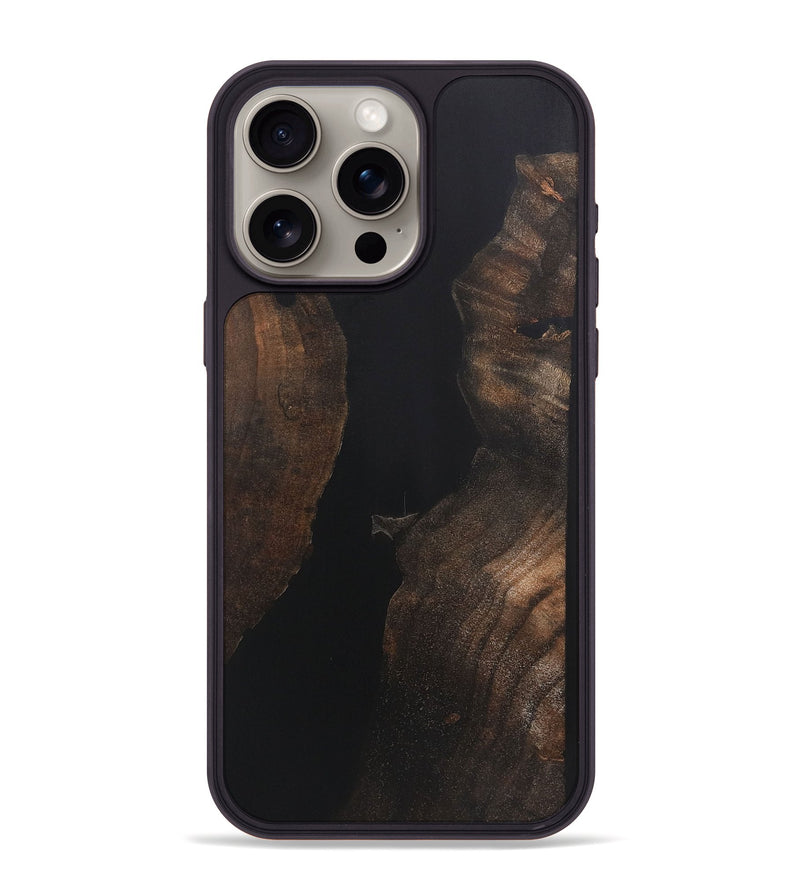 iPhone 15 Pro Max Wood+Resin Phone Case - Catherine (Pure Black, 721980)