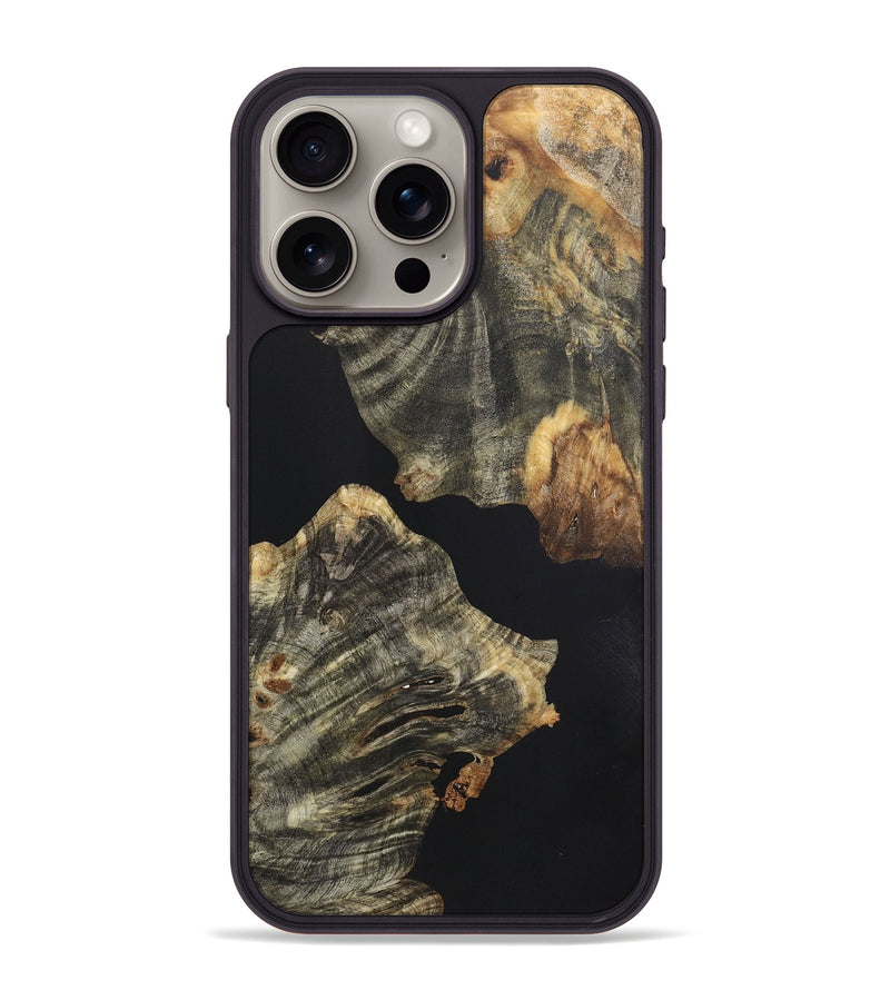 iPhone 15 Pro Max Wood+Resin Phone Case - Camron (Pure Black, 721981)