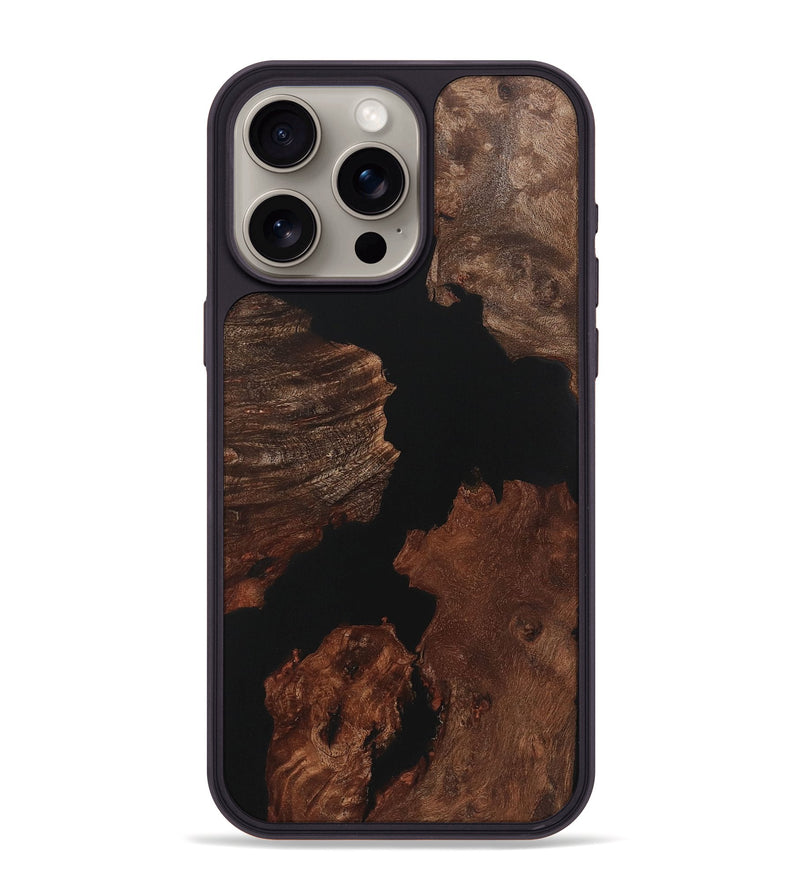 iPhone 15 Pro Max Wood+Resin Phone Case - Luis (Pure Black, 721982)