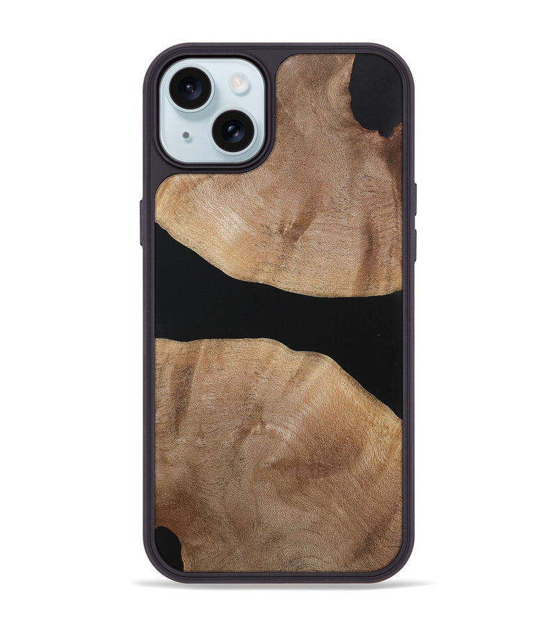 iPhone 15 Plus Wood+Resin Phone Case - Yaretzi (Pure Black, 721983)