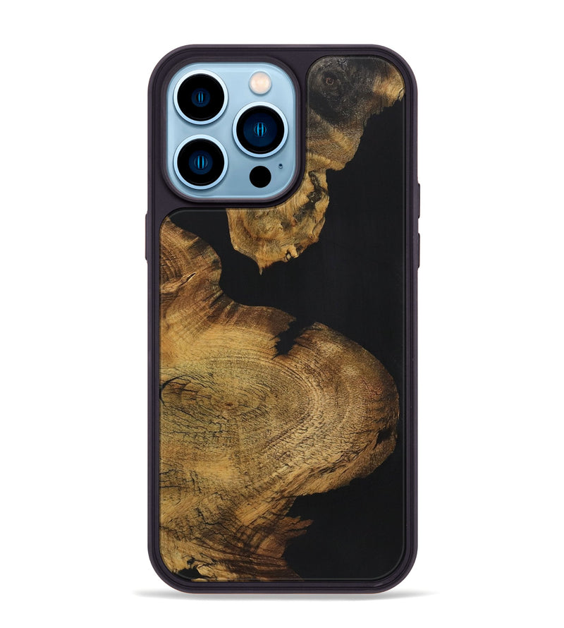 iPhone 14 Pro Max Wood+Resin Phone Case - Horace (Pure Black, 721984)